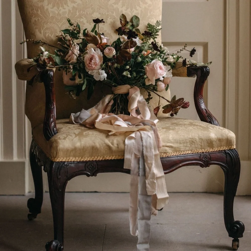 Bridal Bouquet Silk & Willow Plant-Dyed Silk Ribbon (Pebble Gray ONLY)